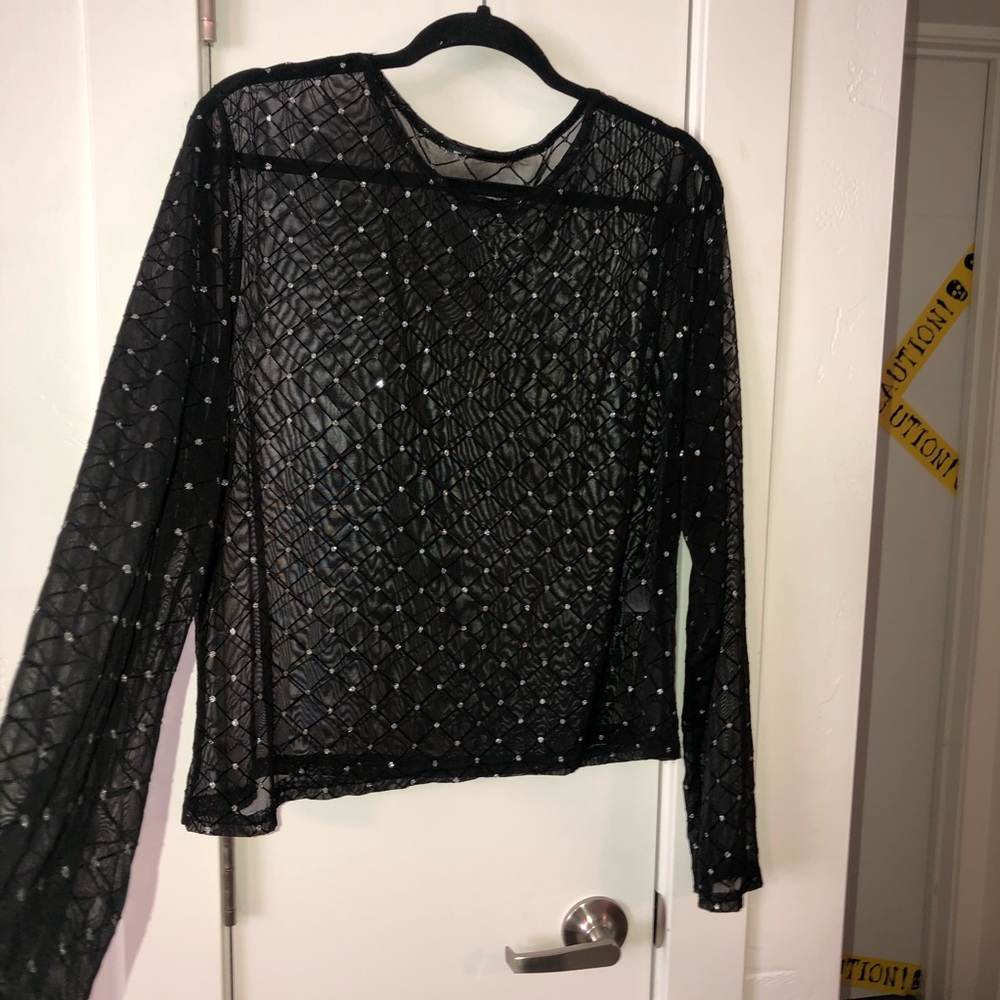 Sheer Patterned Long Sleeve Top